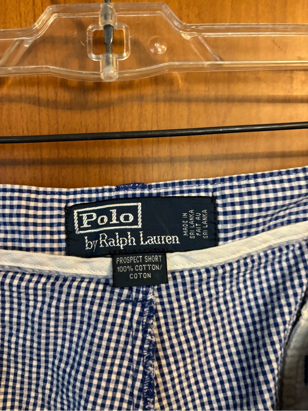 D-1 Ralph Lauren Navy and White Micro-Check Flat Front Shorts